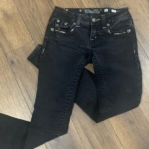 Miss Me Black Skinny Jeans with Faded Wash